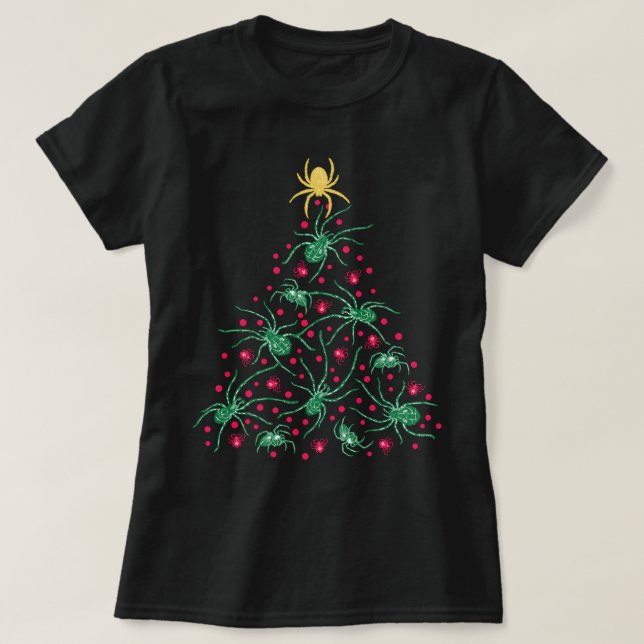 Vintage Spiders Julgran T Shirt (Design framsida)