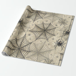 Vintage Spiders och Websar Halloween Mönster Presentpapper