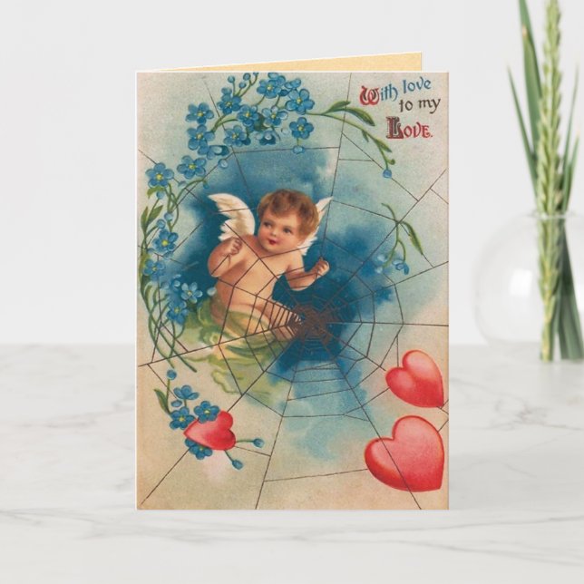 Vintage Spindelnät Alla hjärtans dagskort Helgkort (Framsida)