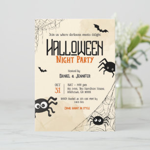 Vintage spindelnät Halloween nattfest spöklik Inbjudningar