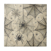 Vintage spindlar och spindelnät Halloween-mönster