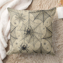 Vintage spindlar och spindelnät Halloween-mönster