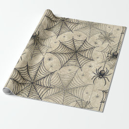 Vintage spindlar och spindelnät Halloween-mönster Presentpapper
