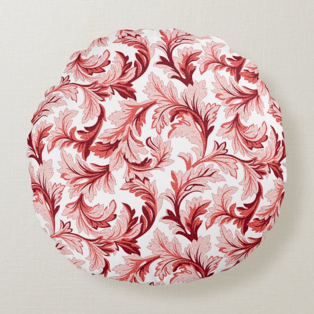 Vintage spiral baroque löv, dekorativ. rund kudde (Framsidan)