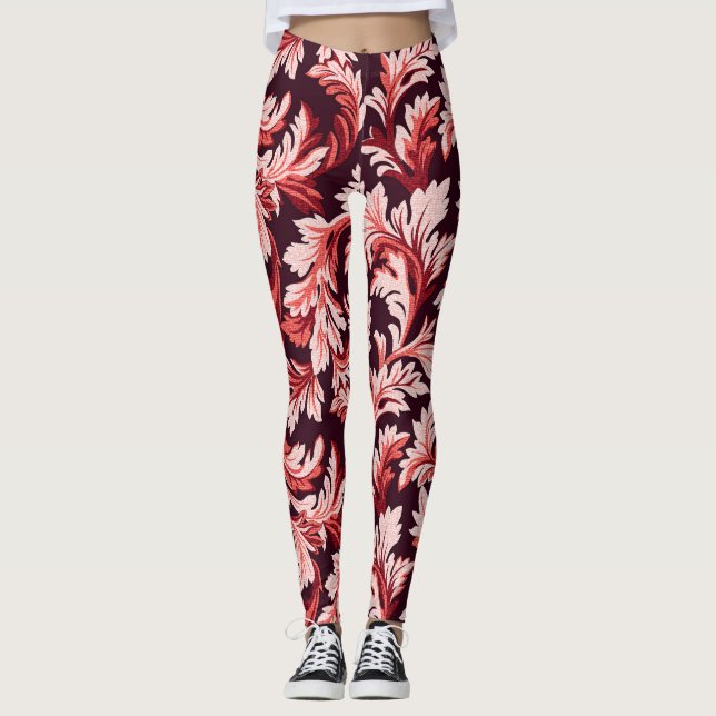 Vintage Spiral Baroque Löv, Texturerad. Leggings (Framsida)