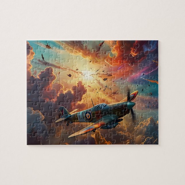 Vintage Spitfire Puzzle: Biet tillsammans Historik Pussel (Horisontell)