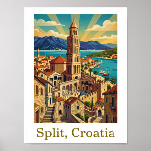 Vintage Split Kroatien Dalmatien Resa Poster