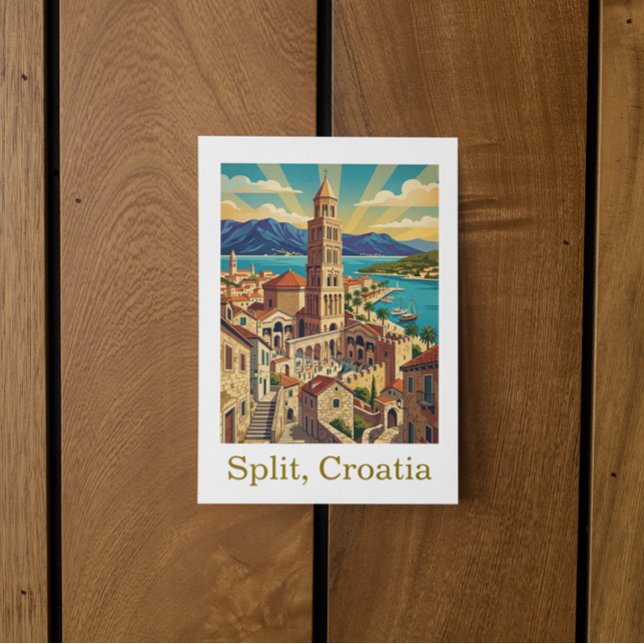 Vintage Split Kroatien Dalmatien Resa Vykort (Vintage Split Croatia Dalmatia Travel Postcard)
