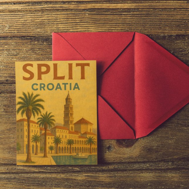 Vintage Split Kroatien Dalmatien Resa Vykort (vintage split croatia travel postcard)