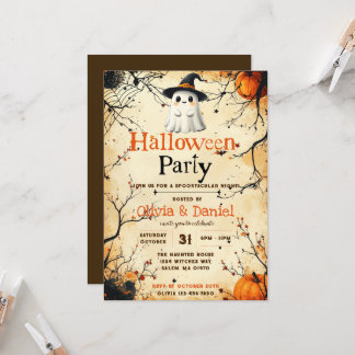 Vintage-spök Halloween-fest-inbjudan Inbjudningar