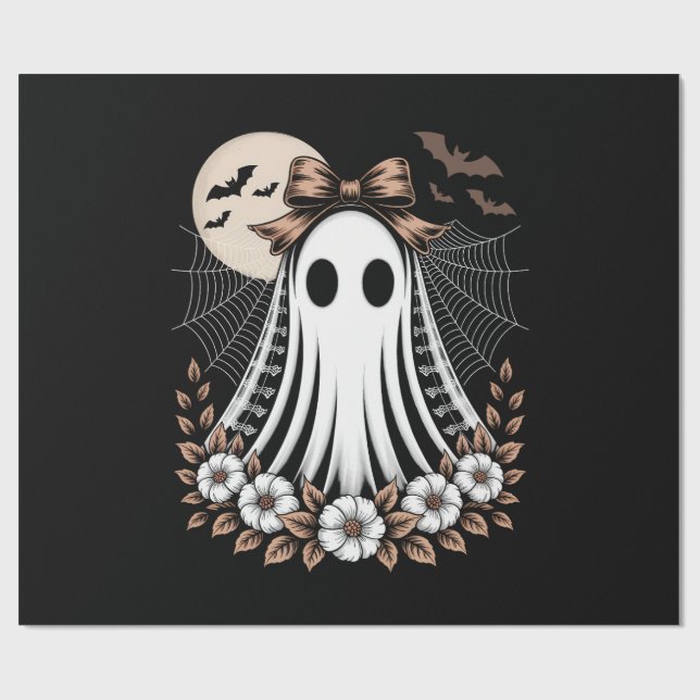 Vintage Spök Halloween Krage Presentpapper (Platt)