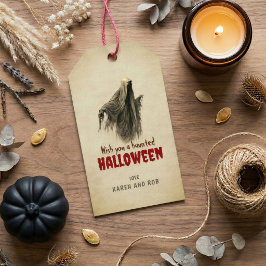 Vintage spök Halloween presenttagg etikett