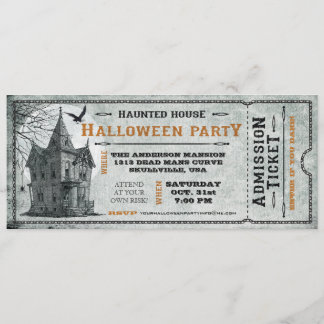 Vintage spökad hushalloween festbiljett II Inbjudningar