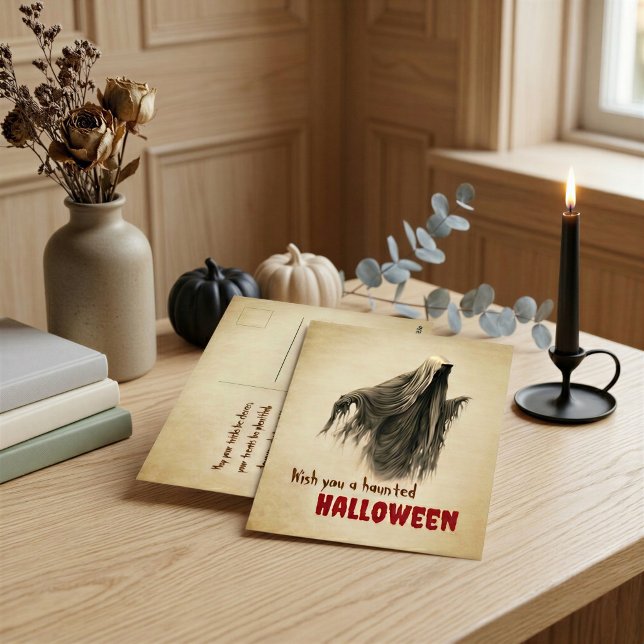 Vintage spökande Halloween-Postkort Vykort (Skapare uppladdad)