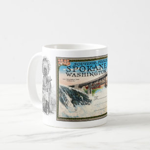 VINTAGE SPOKANE TVÄTTAR. FÄRG POSTCARD KAFFEMUGG