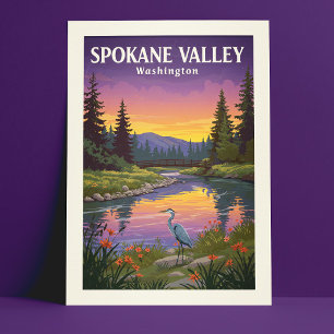 Vintage Spokane Valley Washington Vykort