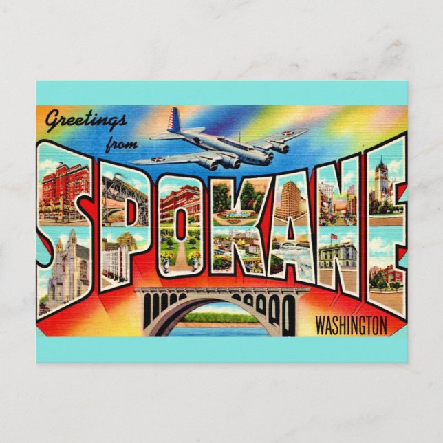 Vintage Spokane Washington  Vykort (Framsida)
