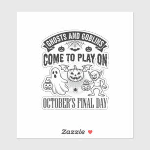 Vintage spöken och gubbar Halloween tröja design_ Klistermärken