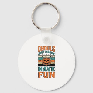 Vintage spöken vill bara ha kul Halloween-tröja Nyckelring