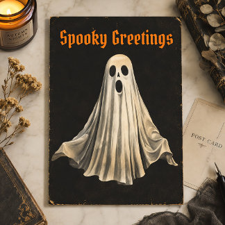 Vintage spökhalloween Skräckig säsong Vykort