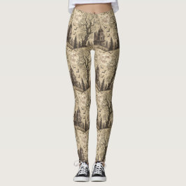 Vintage spökhus & fullmåne leggings