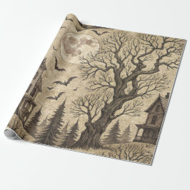 Vintage spökhus & fullmåne presentpapper