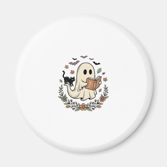 Vintage spökkat Halloween blommig vektordesign_1 Magnet (Framsidan)