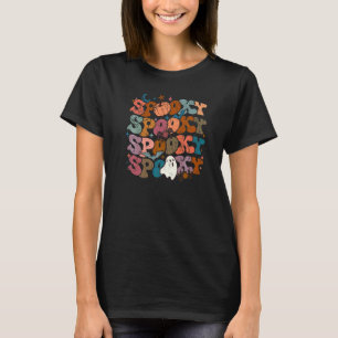Vintage spöklik Halloween Groovy blomma Söt spöke T Shirt