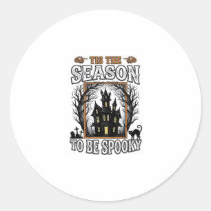 Vintage spöklik säsong spökhus Halloween-design Runt Klistermärke