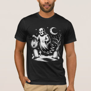 Vintage-spöklyktans konst kuslig kyrkogård t shirt