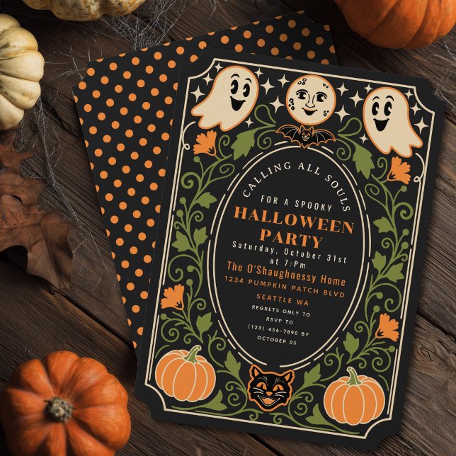 Vintage-spökpumpa Halloween-fest-inbjudan Inbjudningar (Skapare uppladdad)