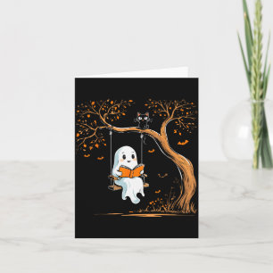 Vintage spökswing läsning bok svängande halloween kort