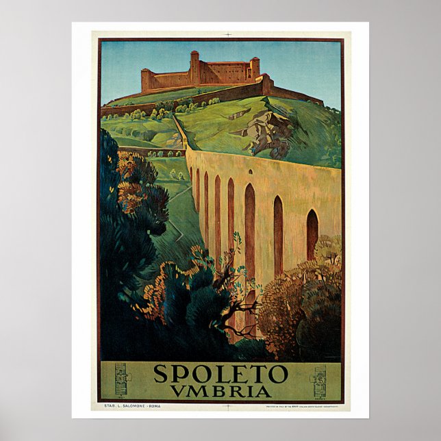 Vintage Spoleto Umbria 1920-talets italienska rese Poster (Framsidan)
