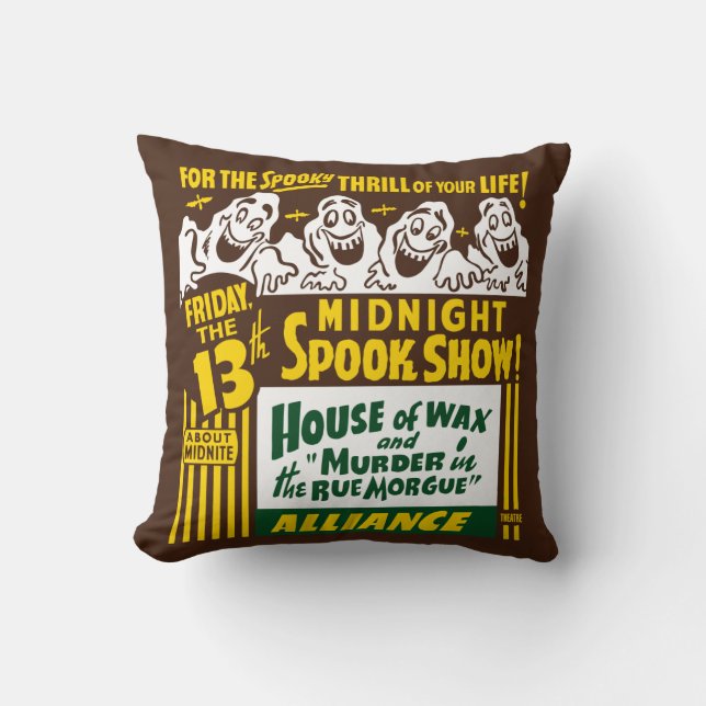 Vintage Spook Show Affischkonst - Kudde (Framsida)