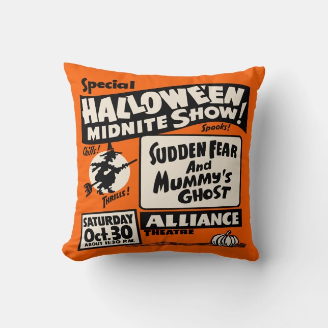 Vintage Spook Show Poster - Halloween Midnite Show Kudde (Framsida)