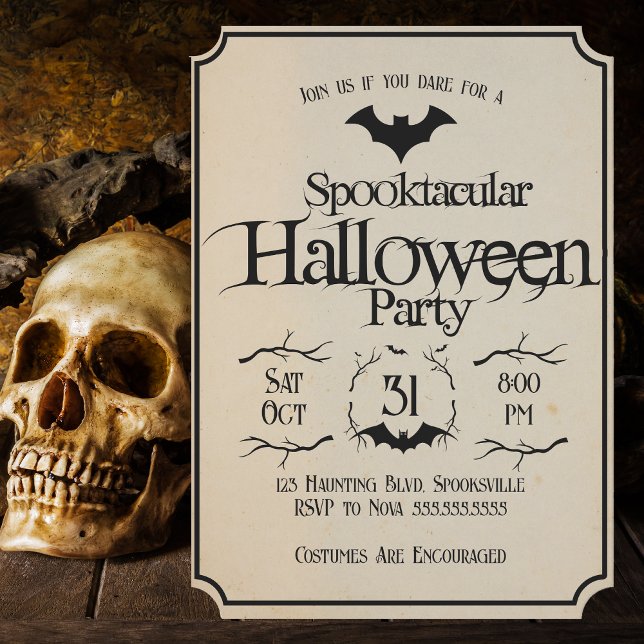 Vintage Spooktacular Batty Vuxen Halloween fest Inbjudningar (Skapare uppladdad)