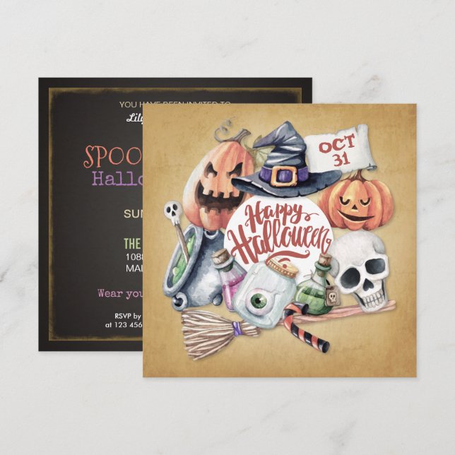 Vintage Spooktacular Halloween fest | Inbjudan (Fram/baksida)