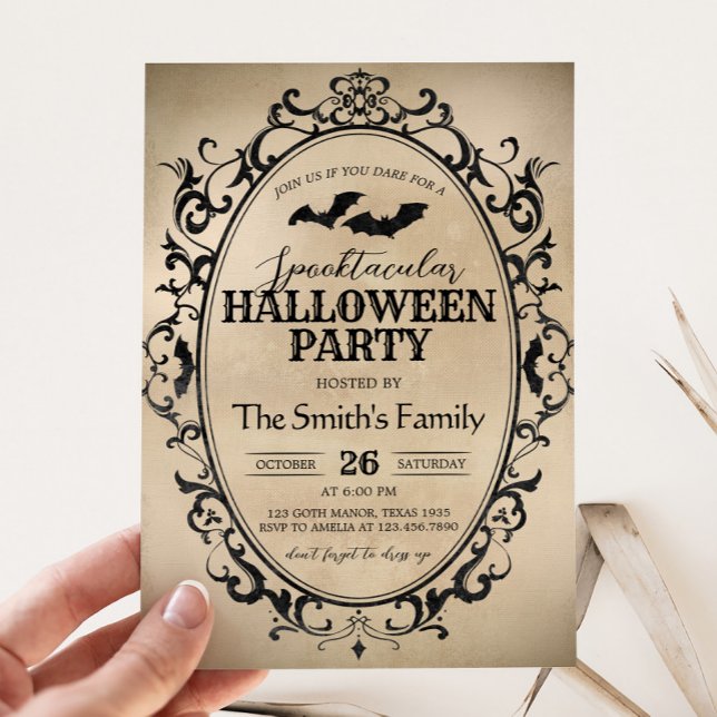 Vintage Spooktacular Vuxen Costume Halloween fest Inbjudningar (Vintage Spooktacular Costume Halloween Party Invitation)