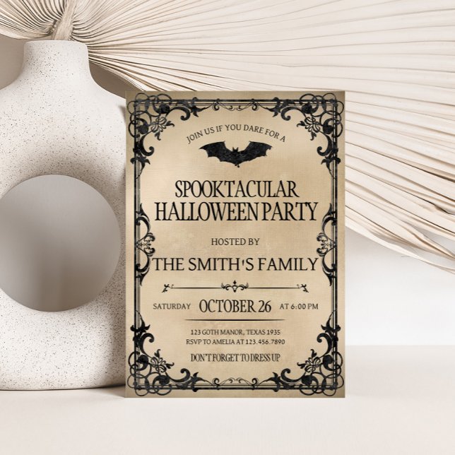 Vintage Spooktacular Vuxen Halloween fest Inbjudningar (Vintage Spooktacular Halloween Party Invitation)