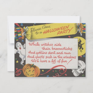 Vintage Spooky Halloween 4 Vykort