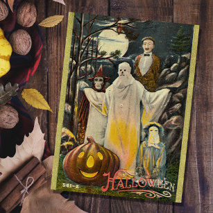 Vintage Spooky Halloween Costumes Vykort