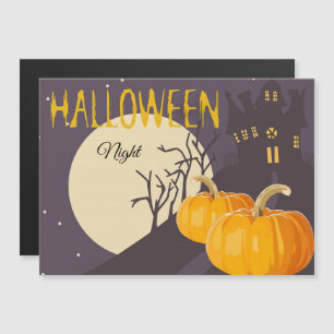Vintage Spooky Halloween Måne och Pumpkin på natte