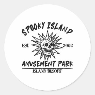 Vintage Spooky Island Est 2002 Amusement Park Isla Runt Klistermärke