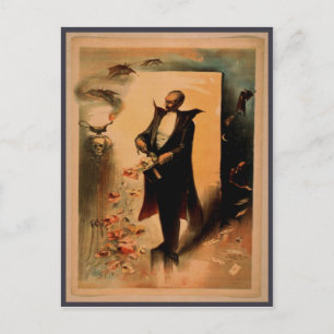 Vintage Spooky Magician Poster Vykort