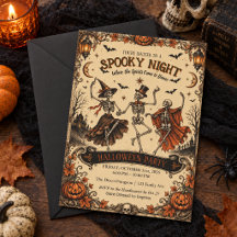 Vintage Spooky Night Dansande Skelett Halloween