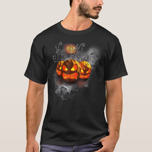 Vintage Spooky Pumpkin Halloween Costume T Shirt (Framsida)