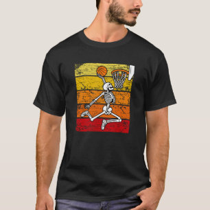 Vintage Spooky Skeleton Basketball Player Dunking T Shirt