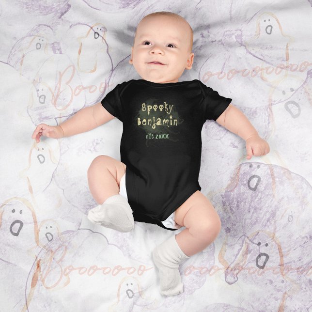 Vintage Spooky Skull Halloween T Shirt (Spooky Smoke Halloween Baby Name Baby Bodysuit ©Susanne Sachers - Sunny Mind Design 🌞)