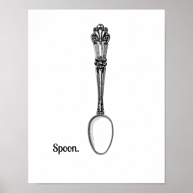 Vintage Spoon Art-utskrift Poster (Framsidan)