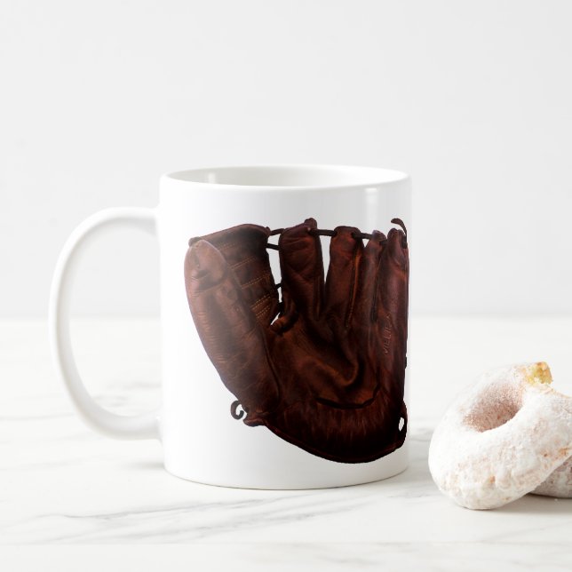 Vintage Sport, Antik Läderbasebollhandske Kaffemugg (Med munk)